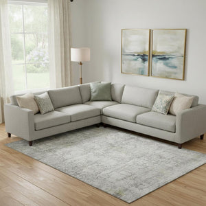 HomeRoots 10' Gray and Silver Oriental Washable Area Rug - UV Protected, Durable, Stylish for Busy Homes 700655
