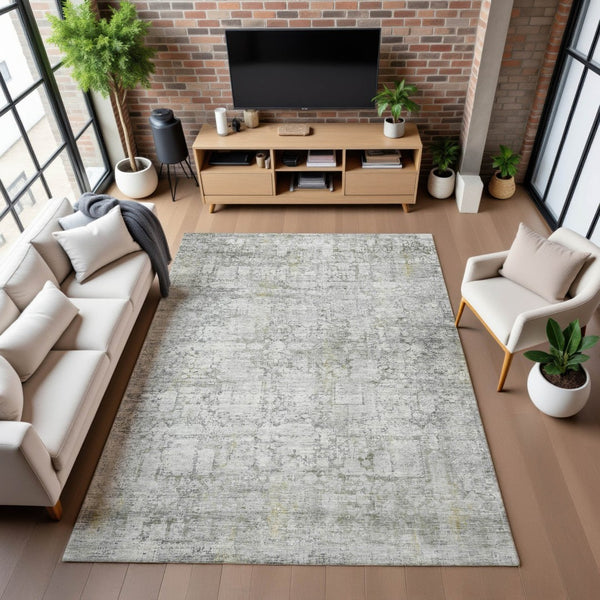 HomeRoots 10' Gray and Silver Oriental Washable Area Rug - UV Protected, Durable, Stylish for Busy Homes 700655
