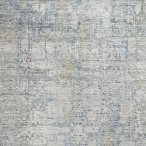 HomeRoots 5' X 8' Elegant Linen & Blue Oriental Washable Area Rug with UV Protection for Busy Homes 700657