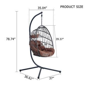 English Elm Grheavy-duty Iron Egg Chair Pe Rattan Woven Swing Seat for Patio or Living Room W2920P281902