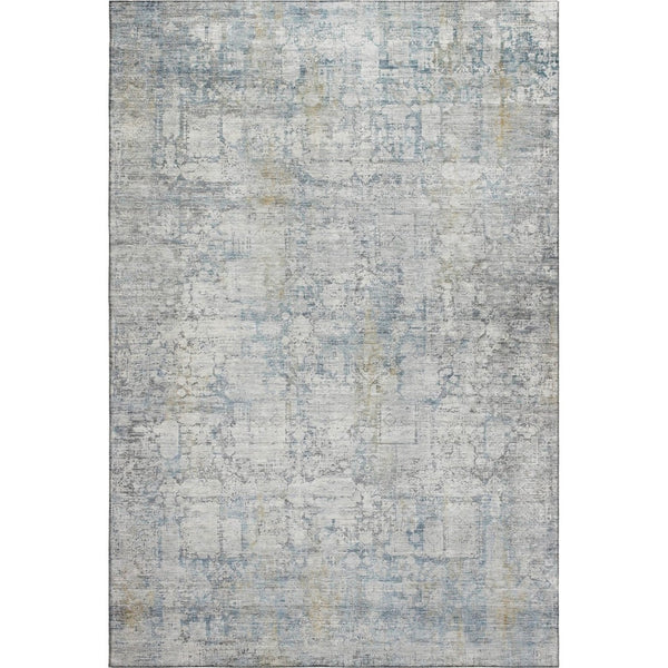 HomeRoots 8' X 10' Linen and Blue Oriental Washable Area Rug - UV Protected, Stain Resistant, Stylish & Practical 700659