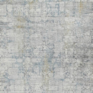 HomeRoots 8' X 10' Linen and Blue Oriental Washable Area Rug - UV Protected, Stain Resistant, Stylish & Practical 700659
