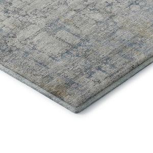 HomeRoots 9' X 12' Linen and Blue Oriental Area Rug - Washable, Stain-Resistant, Durable with UV Protection 700660