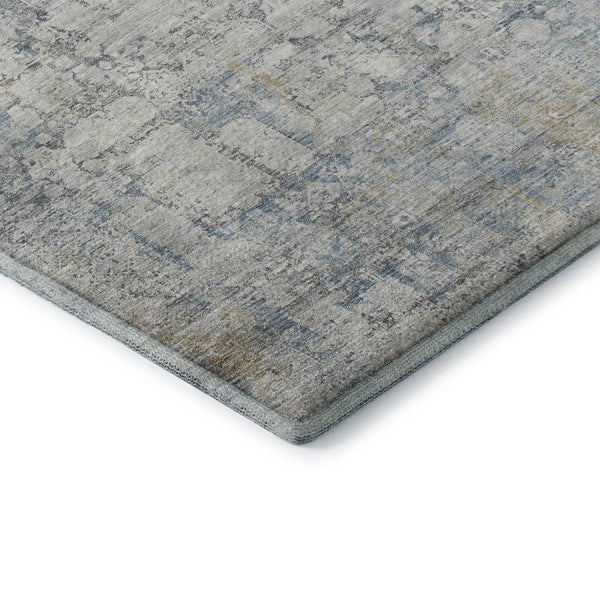 HomeRoots 9' X 12' Linen and Blue Oriental Area Rug - Washable, Stain-Resistant, Durable with UV Protection 700660