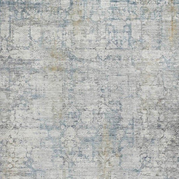 HomeRoots 9' X 12' Linen and Blue Oriental Area Rug - Washable, Stain-Resistant, Durable with UV Protection 700660