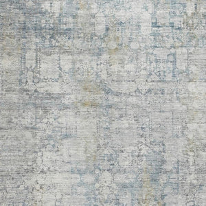 HomeRoots 10' X 14' Elegant Linen & Blue Oriental Washable Area Rug with UV Protection for Busy Homes 700661