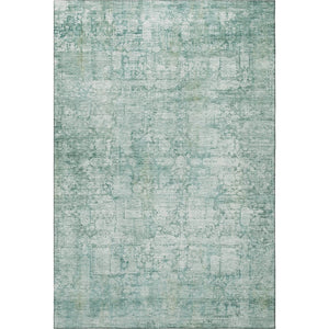 HomeRoots 5' X 8' Teal And Ivory Oriental Area Rug: Washable, UV Protected, Non-Slip for Family-Friendly Spaces 700663