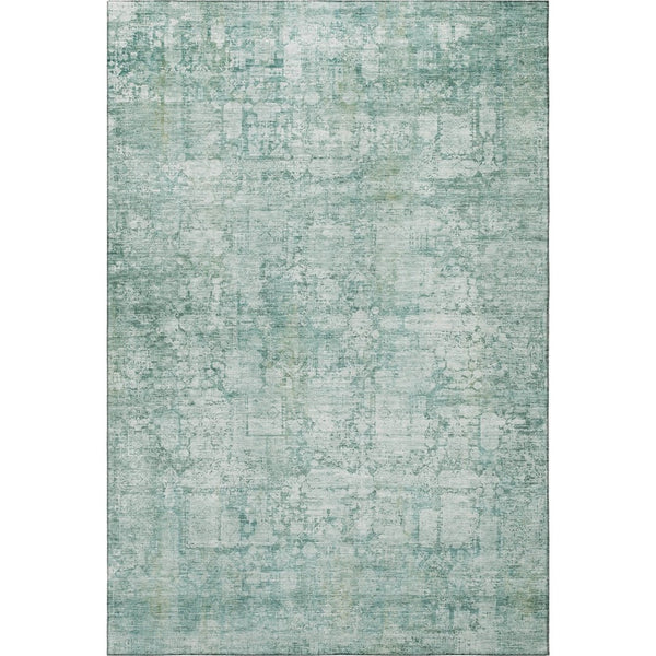 HomeRoots 5' X 8' Teal And Ivory Oriental Area Rug: Washable, UV Protected, Non-Slip for Family-Friendly Spaces 700663
