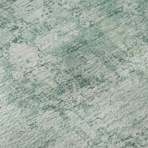 HomeRoots 8' Teal And Ivory Oriental Round Rug - Stain Resistant, UV Protected, Non-Slip for High-Traffic Areas 700664
