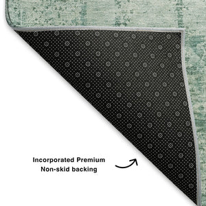 HomeRoots 9' X 12' Teal & Ivory Oriental Area Rug - Washable, UV-Protected, Stain-Resistant for High-Traffic Spaces 700666