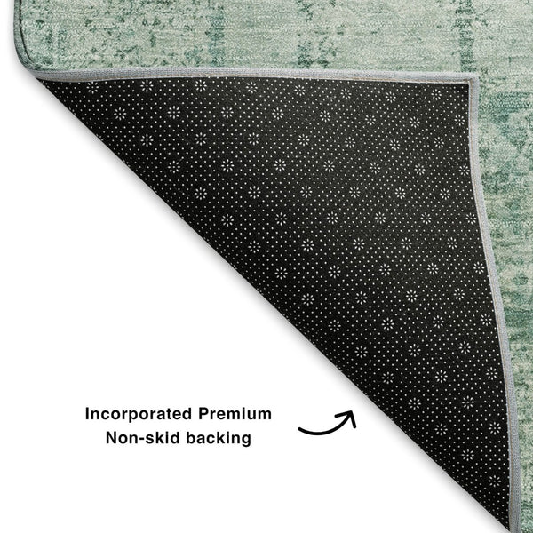 HomeRoots 10' Teal and Ivory Oriental Area Rug - Stylish, Washable, UV-Protected for High-Traffic Spaces 700667
