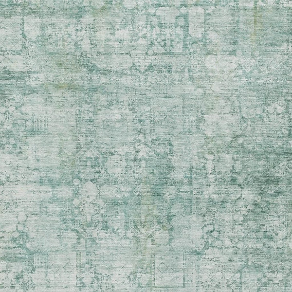 HomeRoots 10' Teal and Ivory Oriental Area Rug - Stylish, Washable, UV-Protected for High-Traffic Spaces 700667