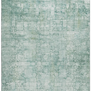 HomeRoots 10' Teal and Ivory Oriental Area Rug - Stylish, Washable, UV-Protected for High-Traffic Spaces 700667