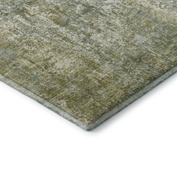 HomeRoots 8' X 10' Artichoke Green Abstract Washable Area Rug with UV Protection for Stylish Home Décor 700671
