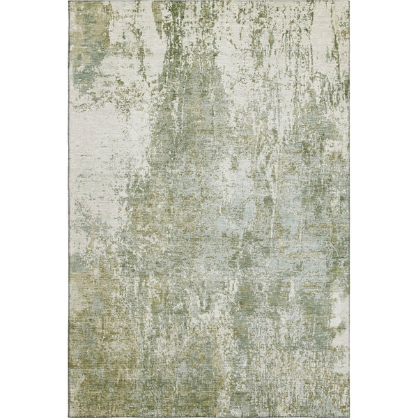 HomeRoots 9' X 12' Artichoke Green Abstract Area Rug - Stylish, Washable, Stain-Resistant, UV Protected Decor 700672