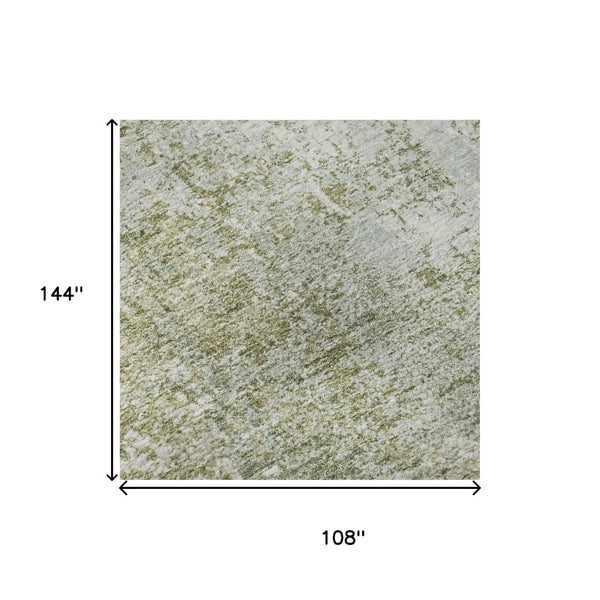 HomeRoots 9' X 12' Artichoke Green Abstract Area Rug - Stylish, Washable, Stain-Resistant, UV Protected Decor 700672