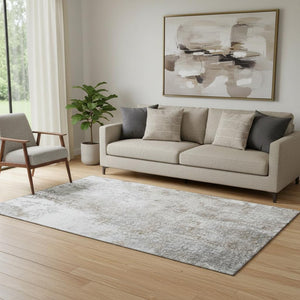 HomeRoots 5' X 8' Brown And Ivory Washable Area Rug – Stain-Resistant, UV Protected, Perfect for Pets & Kids! 700675