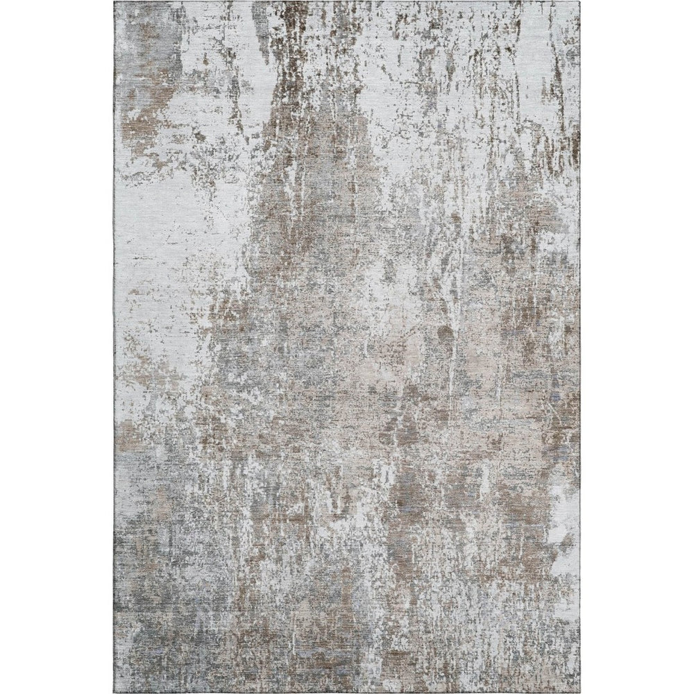 HomeRoots 5' X 8' Brown And Ivory Washable Area Rug – Stain-Resistant, UV Protected, Perfect for Pets & Kids! 700675