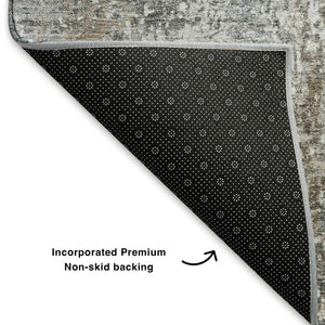 HomeRoots 5' X 8' Brown And Ivory Washable Area Rug – Stain-Resistant, UV Protected, Perfect for Pets & Kids! 700675