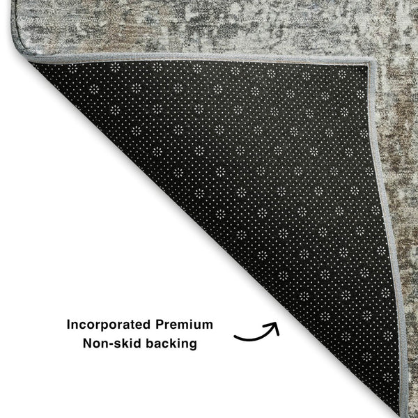 HomeRoots 5' X 8' Brown And Ivory Washable Area Rug – Stain-Resistant, UV Protected, Perfect for Pets & Kids! 700675