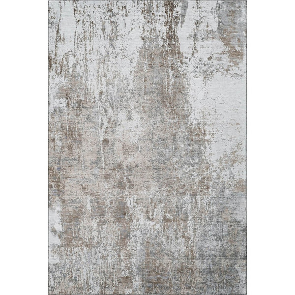 HomeRoots 5' X 8' Brown And Ivory Washable Area Rug – Stain-Resistant, UV Protected, Perfect for Pets & Kids! 700675