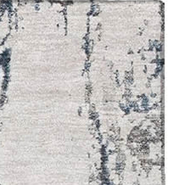 HomeRoots 5' X 8' Blue And Ivory Abstract Area Rug - Washable, UV-Protected, Stylish & Durable for High-Traffic Areas 700681