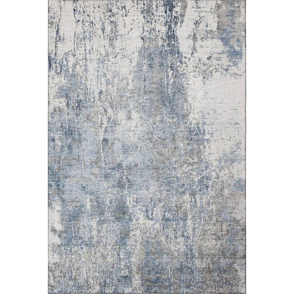 HomeRoots 9' X 12' Blue And Ivory Abstract Area Rug - Durable, Washable Design with UV Protection for Easy Care 700684
