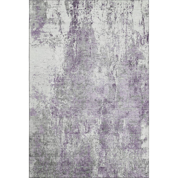 HomeRoots 5' X 8' Plum & Ivory Abstract Area Rug - Washable, UV Protected, Stylish & Durable for High-Traffic Areas 700687