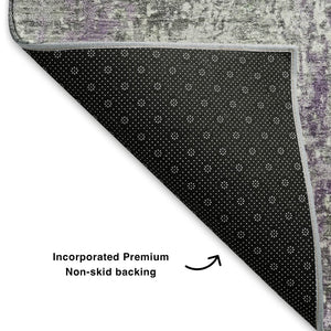 HomeRoots 5' X 8' Plum & Ivory Abstract Area Rug - Washable, UV Protected, Stylish & Durable for High-Traffic Areas 700687