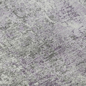 HomeRoots 8' Plum And Ivory Abstract Washable Round Rug - Durable, UV-Protected, Stain-Resistant Beauty! 700688