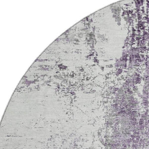 HomeRoots 8' Plum And Ivory Abstract Washable Round Rug - Durable, UV-Protected, Stain-Resistant Beauty! 700688