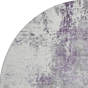 HomeRoots 8' Plum And Ivory Abstract Washable Round Rug - Durable, UV-Protected, Stain-Resistant Beauty! 700688