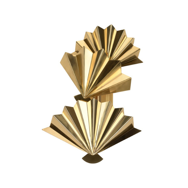 Chelsea House Dancing Polished Brass Fan Sconce By Kristi Nelson — Art Deco Right-Facing Wall Light Sculpture, 18.5"H 70069