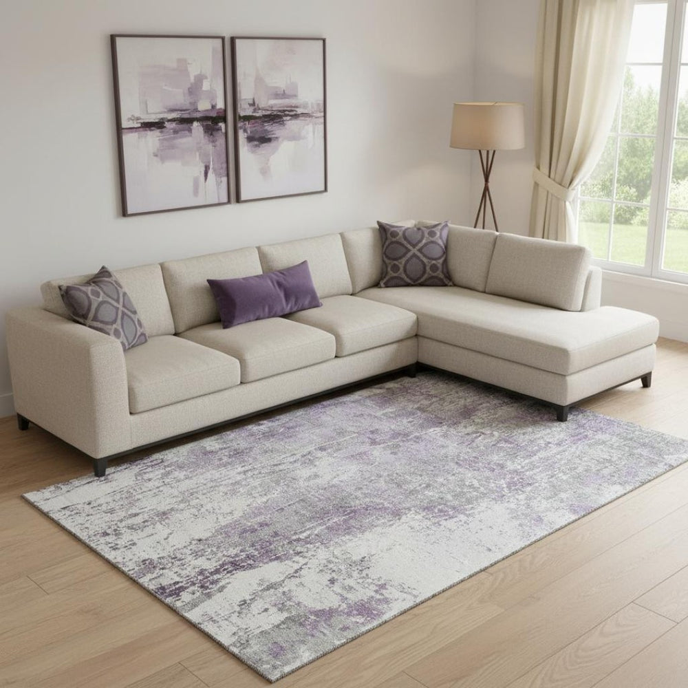 HomeRoots 9' X 12' Plush Plum & Ivory Abstract Area Rug – Washable, UV-Protected, Perfect for Modern Homes 700690