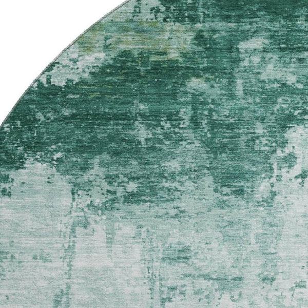 HomeRoots 8' Aqua and Ivory Abstract Round Rug - Washable, UV Protected, Non-Slip - Perfect for High-Traffic Areas! 700694
