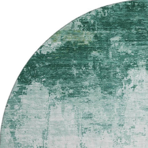 HomeRoots 8' Aqua and Ivory Abstract Round Rug - Washable, UV Protected, Non-Slip - Perfect for High-Traffic Areas! 700694