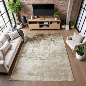 HomeRoots 5' X 8' Brown And Beige Abstract Area Rug - Modern, Washable, Stain-Resistant with UV Protection! 700699