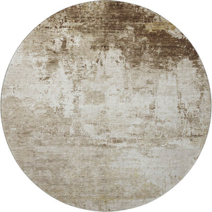 HomeRoots 8' Brown and Beige Abstract Washable Round Rug with UV Protection – Perfect for High-Traffic Areas! 700700