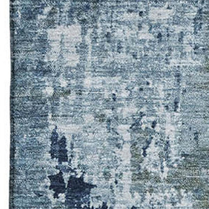 HomeRoots 5' X 8' Blue And Ivory Abstract Washable Area Rug - Durable, UV-Protected, Non-Slip for High Traffic Spaces 700705
