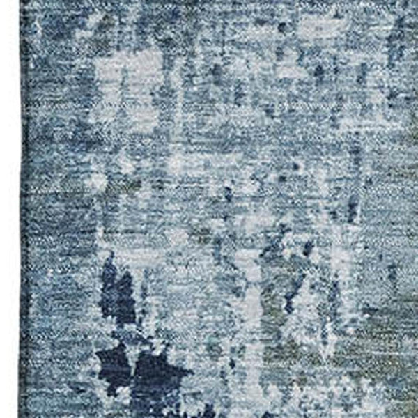 HomeRoots 5' X 8' Blue And Ivory Abstract Washable Area Rug - Durable, UV-Protected, Non-Slip for High Traffic Spaces 700705
