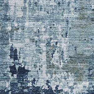 HomeRoots 9' X 12' Blue and Ivory Abstract Area Rug - Durable, Washable, UV-Protected for High-Traffic Spaces 700708