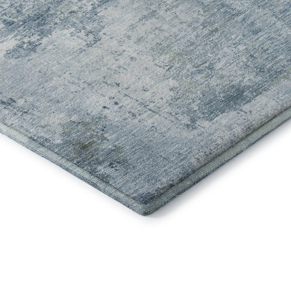HomeRoots 10' X 14' Blue and Ivory Abstract Area Rug – Durable, Washable, UV-Protected for Modern Living Spaces 700709
