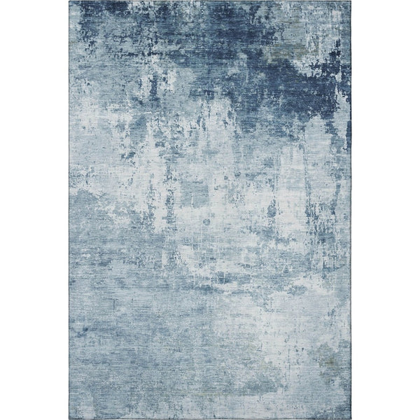 HomeRoots 10' X 14' Blue and Ivory Abstract Area Rug – Durable, Washable, UV-Protected for Modern Living Spaces 700709