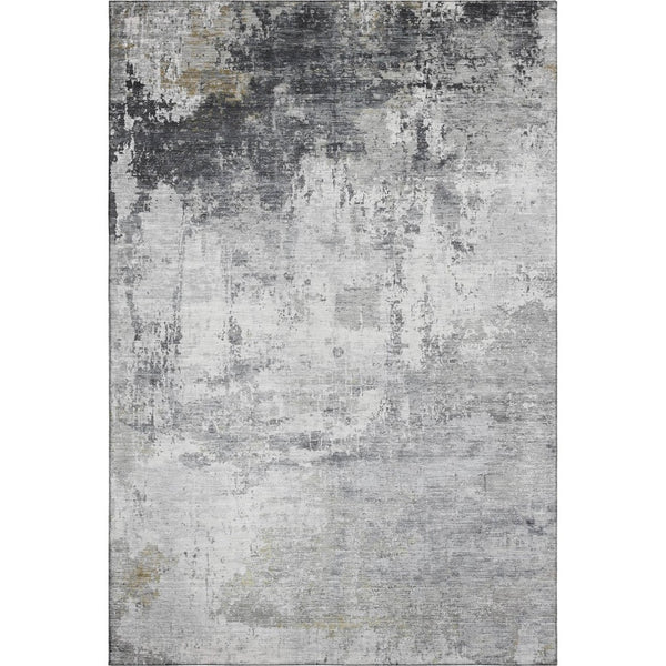 HomeRoots 8' X 10' Stylish Gray & Silver Abstract Area Rug - Washable, UV Protected, Perfect for High-Traffic Areas! 700713