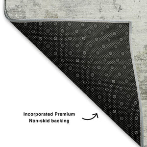 HomeRoots 8' X 10' Stylish Gray & Silver Abstract Area Rug - Washable, UV Protected, Perfect for High-Traffic Areas! 700713