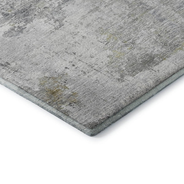 HomeRoots 8' X 10' Stylish Gray & Silver Abstract Area Rug - Washable, UV Protected, Perfect for High-Traffic Areas! 700713
