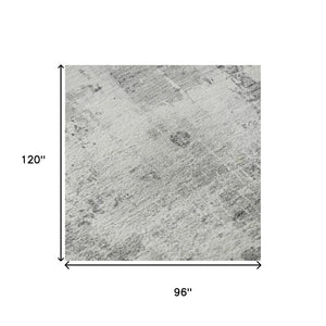 HomeRoots 8' X 10' Stylish Gray & Silver Abstract Area Rug - Washable, UV Protected, Perfect for High-Traffic Areas! 700713