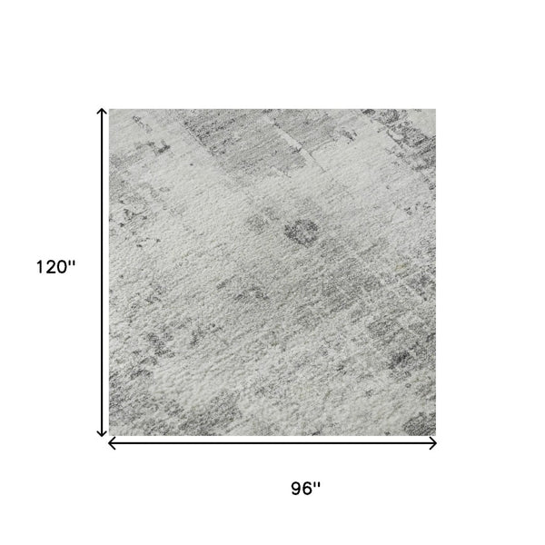 HomeRoots 8' X 10' Stylish Gray & Silver Abstract Area Rug - Washable, UV Protected, Perfect for High-Traffic Areas! 700713