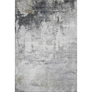 HomeRoots 9' X 12' Contemporary Gray and Silver Abstract Washable Area Rug with UV Protection for Homes 700714