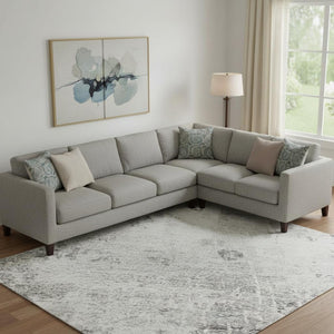 HomeRoots 10' X 14' Gray And Silver Abstract Area Rug – Modern, Washable, Stain & UV Resistant for High Traffic Spaces 700715